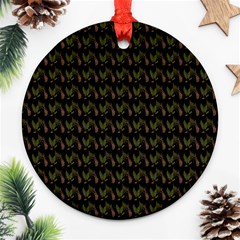 Fern Pattern 2 Black Round Ornament (two Sides)