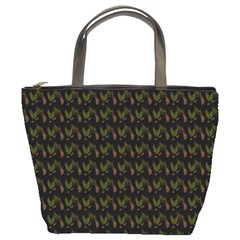 Fern Pattern 2 Black Bucket Bag by snowwhitegirl