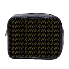 Fern Pattern 2 Black Mini Toiletries Bag (two Sides) by snowwhitegirl