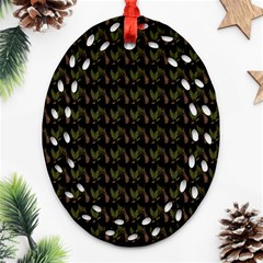 Fern Pattern 2 Black Ornament (oval Filigree)