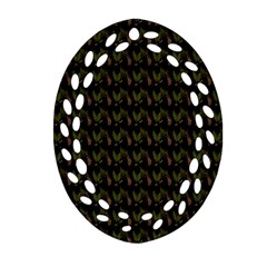 Fern Pattern 2 Black Oval Filigree Ornament (two Sides) by snowwhitegirl