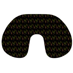 Fern Pattern 2 Black Travel Neck Pillow by snowwhitegirl