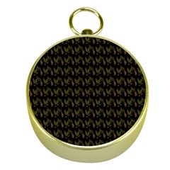 Fern Pattern 2 Black Gold Compasses by snowwhitegirl