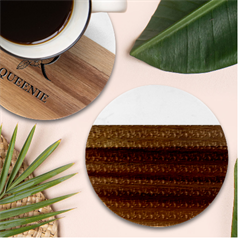 Fern Pattern 2 Black Marble Wood Coaster (round) by snowwhitegirl