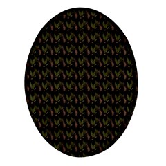 Fern Pattern 2 Black Oval Glass Fridge Magnet (4 Pack) by snowwhitegirl