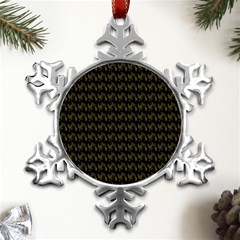 Fern Pattern 2 Black Metal Small Snowflake Ornament by snowwhitegirl