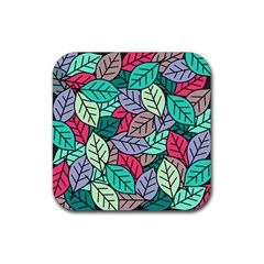 Pattern Leaves Background Nature Rubber Coaster (square) by Proyonanggan