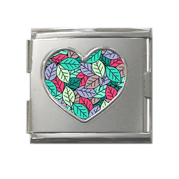 Pattern Leaves Background Nature Mega Link Heart Italian Charm (18mm)