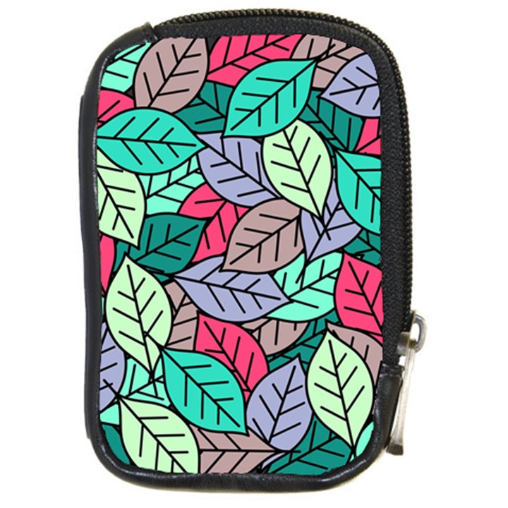 Pattern Leaves Background Nature Compact Camera Leather Case