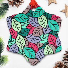 Pattern Leaves Background Nature Snowflake Ornament (two Sides)