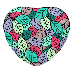 Pattern Leaves Background Nature Heart Glass Fridge Magnet (4 Pack) by Proyonanggan