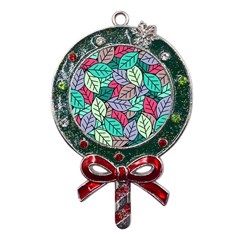 Pattern Leaves Background Nature Metal X mas Lollipop With Crystal Ornament by Proyonanggan