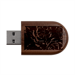 Roses Flowers Plant Romance Wood Oval Usb Flash Drive