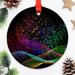 Particles Waves Line Multicoloured Round Ornament (two Sides)