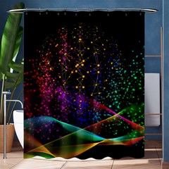 Particles Waves Line Multicoloured Shower Curtain 60  X 72  (medium)  by Proyonanggan