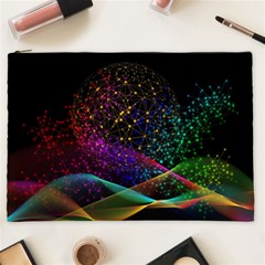 Particles Waves Line Multicoloured Cosmetic Bag (xxl) by Proyonanggan