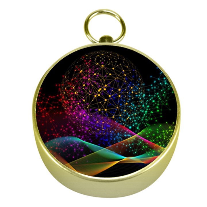 Particles Waves Line Multicoloured Gold Compasses