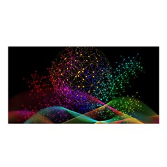 Particles Waves Line Multicoloured Satin Shawl 45  X 80  by Proyonanggan