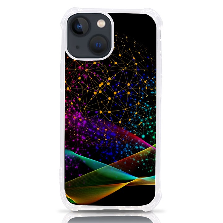 Particles Waves Line Multicoloured iPhone 13 mini TPU UV Print Case