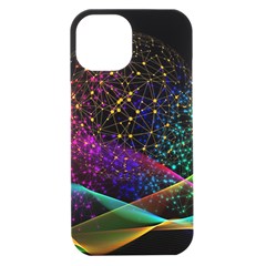 Particles Waves Line Multicoloured Iphone 15 Black Uv Print Pc Hardshell Case