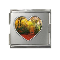 Forest Woods Autumn Nature Mega Link Heart Italian Charm (18mm)