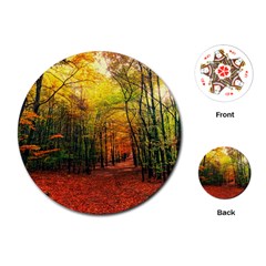 Forest Woods Autumn Nature Playing Cards Single Design (round)