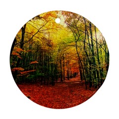 Forest Woods Autumn Nature Round Ornament (two Sides) by Proyonanggan