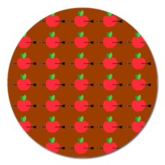 Apple Arrow Pattern Design Drawing Magnet 5  (round) by Proyonanggan