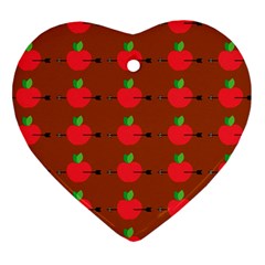 Apple Arrow Pattern Design Drawing Heart Ornament (two Sides) by Proyonanggan