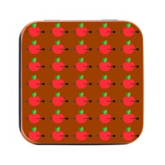 Apple Arrow Pattern Design Drawing Square Metal Box (black)