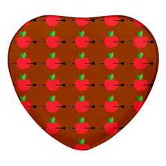 Apple Arrow Pattern Design Drawing Heart Glass Fridge Magnet (4 Pack) by Proyonanggan