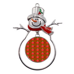 Apple Arrow Pattern Design Drawing Metal Snowman Ornament by Proyonanggan