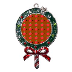 Apple Arrow Pattern Design Drawing Metal X mas Lollipop With Crystal Ornament