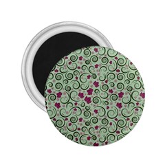 Swirls Foliage Leaves Green 2 25  Magnets