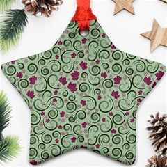 Swirls Foliage Leaves Green Ornament (star)