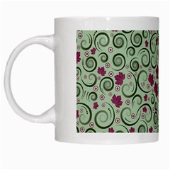 Swirls Foliage Leaves Green White Mug by Proyonanggan