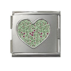 Swirls Foliage Leaves Green Mega Link Heart Italian Charm (18mm)