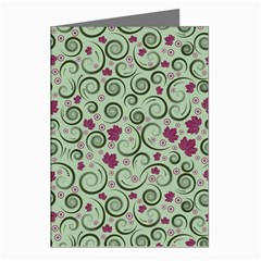 Swirls Foliage Leaves Green Greeting Cards (pkg Of 8)