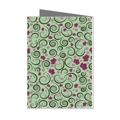 Swirls Foliage Leaves Green Mini Greeting Cards (pkg Of 8)