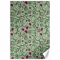 Swirls Foliage Leaves Green Canvas 12  X 18  by Proyonanggan