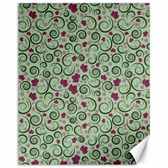 Swirls Foliage Leaves Green Canvas 11  X 14  by Proyonanggan