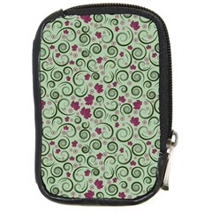 Swirls Foliage Leaves Green Compact Camera Leather Case by Proyonanggan