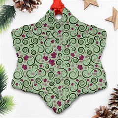 Swirls Foliage Leaves Green Ornament (snowflake)