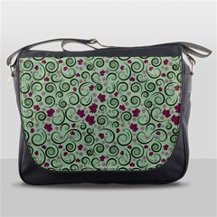 Swirls Foliage Leaves Green Messenger Bag by Proyonanggan