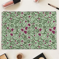 Swirls Foliage Leaves Green Cosmetic Bag (xxl) by Proyonanggan