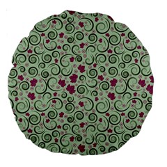 Swirls Foliage Leaves Green Large 18  Premium Round Cushions by Proyonanggan