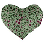 Swirls Foliage Leaves Green Large 19  Premium Heart Shape Cushions Front