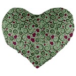 Swirls Foliage Leaves Green Large 19  Premium Heart Shape Cushions Back