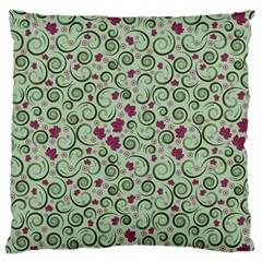 Swirls Foliage Leaves Green Large Premium Plush Fleece Cushion Case (one Side) by Proyonanggan