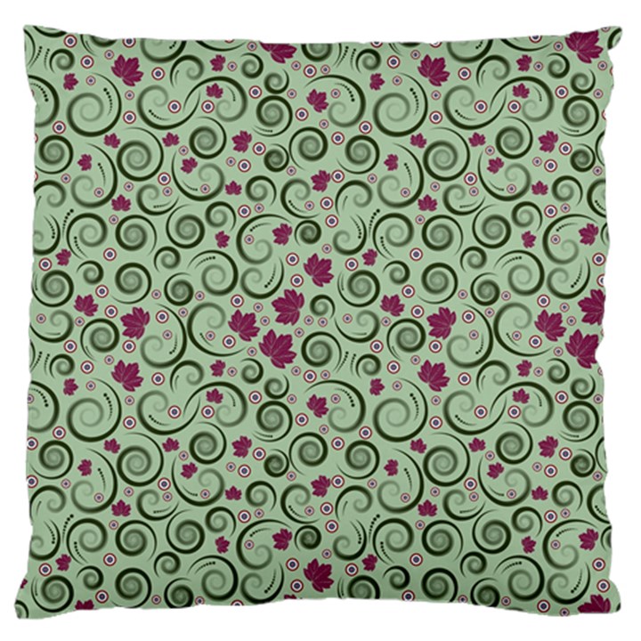 Swirls Foliage Leaves Green Large Premium Plush Fleece Cushion Case (Two Sides)